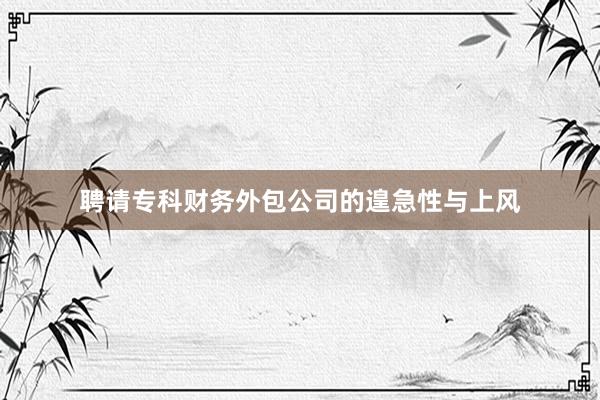 聘请专科财务外包公司的遑急性与上风